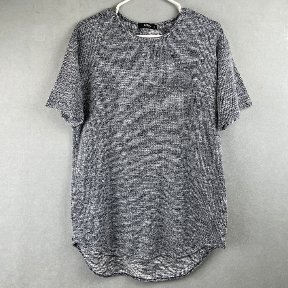 EPTM Melange Knit Crew Neck Short Sleeve T Shirt USA Made Curved Hem‎ Casual M